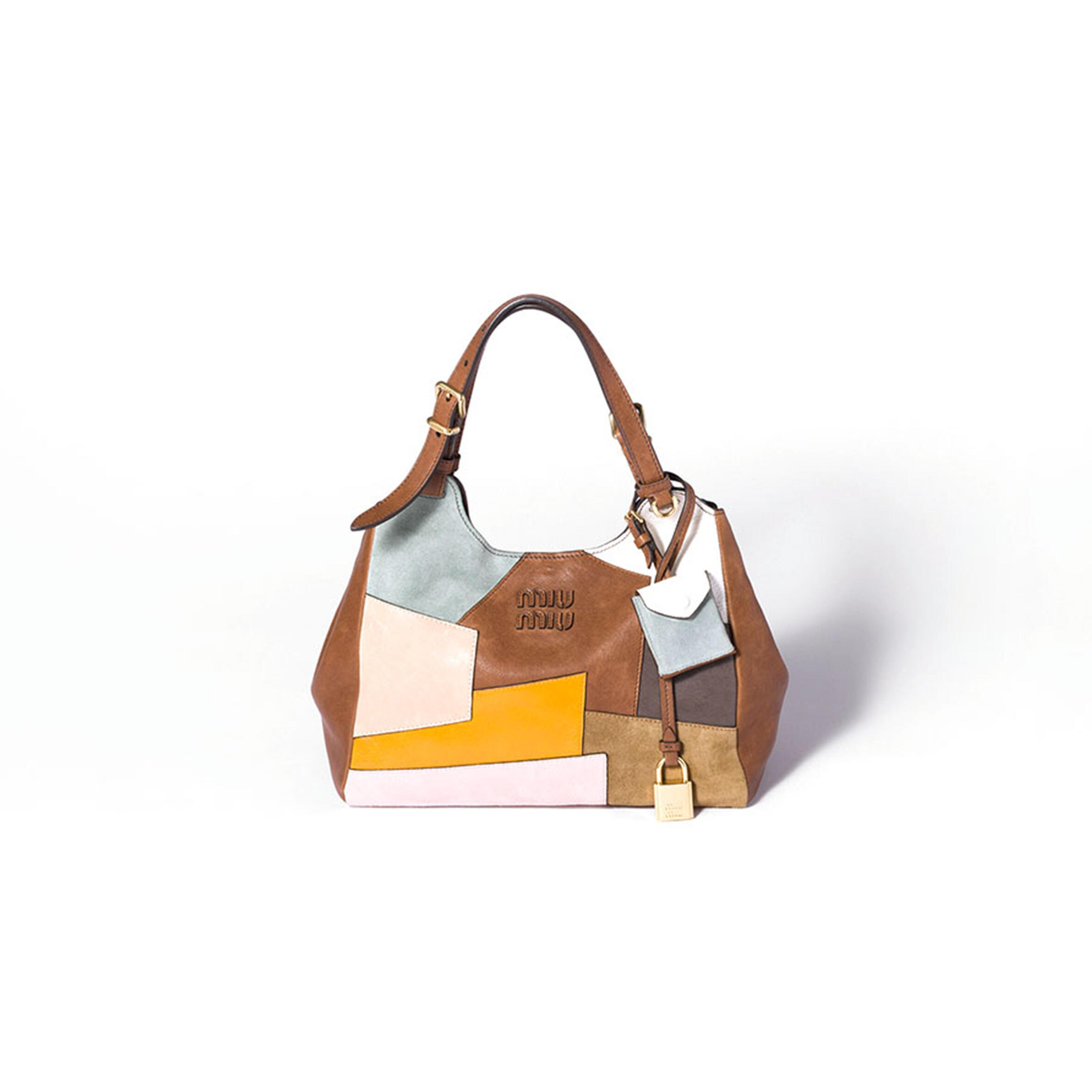 MIU MIU PATCHWORK LEATHER HANDBAG 5BA304 (25.5*20*13cm)